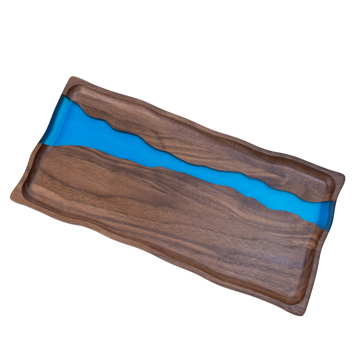 Resin River Acacia Wood Serving Tray – Handcrafted Charcuterie Board with Blue Epoxy Art